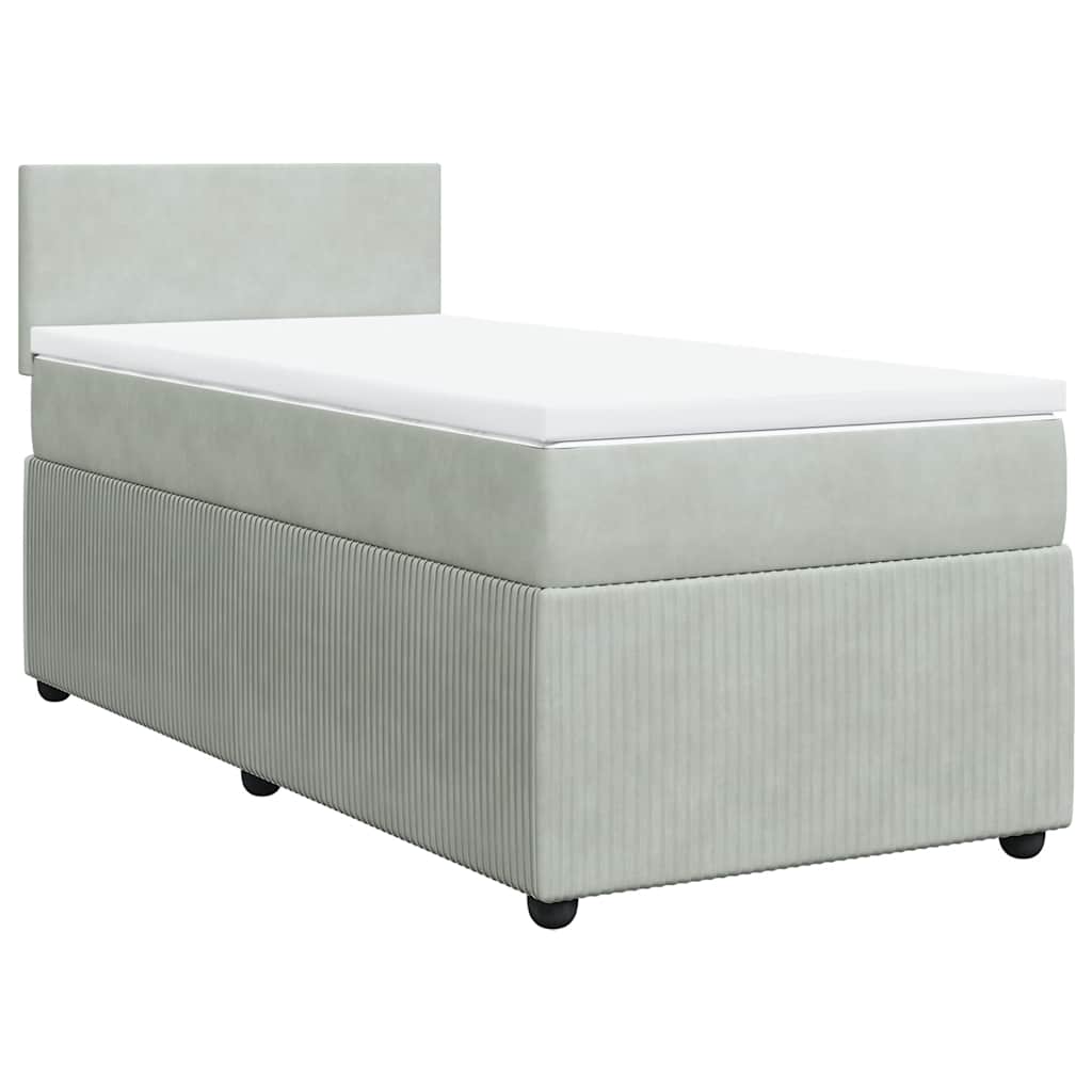 Giroletto a Molle con Materasso Grigio Chiaro 90x190 cm Velluto