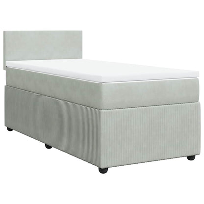 Giroletto a Molle con Materasso Grigio Chiaro 90x190 cm Velluto