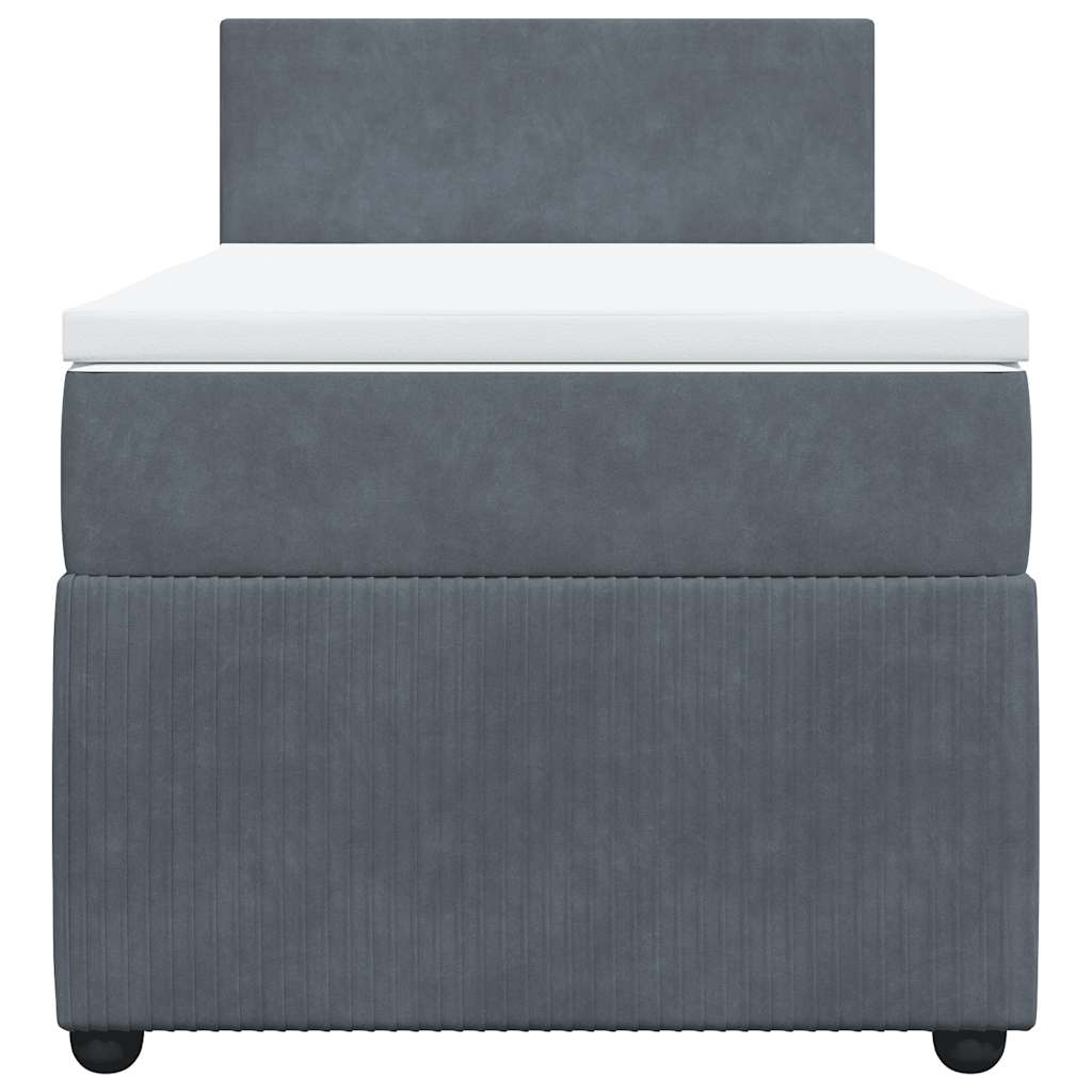 Giroletto a Molle con Materasso Grigio Scuro 90x190 cm Velluto