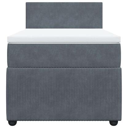 Giroletto a Molle con Materasso Grigio Scuro 90x190 cm Velluto