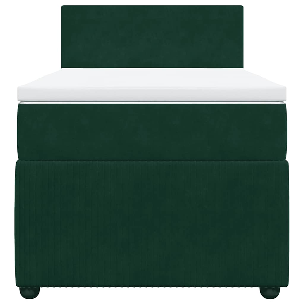 Giroletto a Molle con Materasso Verde Scuro 90x190 cm Velluto