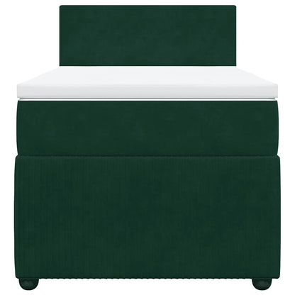 Giroletto a Molle con Materasso Verde Scuro 90x190 cm Velluto