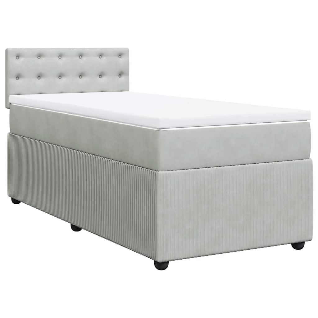 Giroletto a Molle con Materasso Grigio Chiaro 90x190 cm Velluto