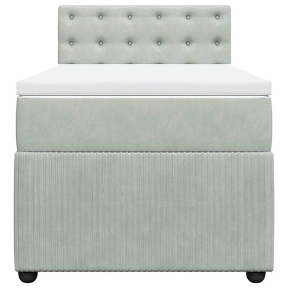 Giroletto a Molle con Materasso Grigio Chiaro 90x190 cm Velluto - homemem39