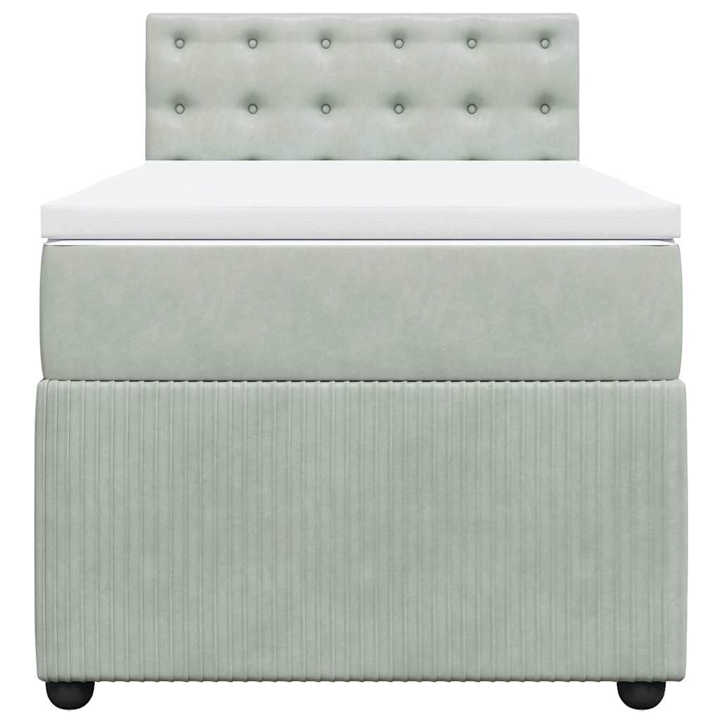 Giroletto a Molle con Materasso Grigio Chiaro 90x190 cm Velluto