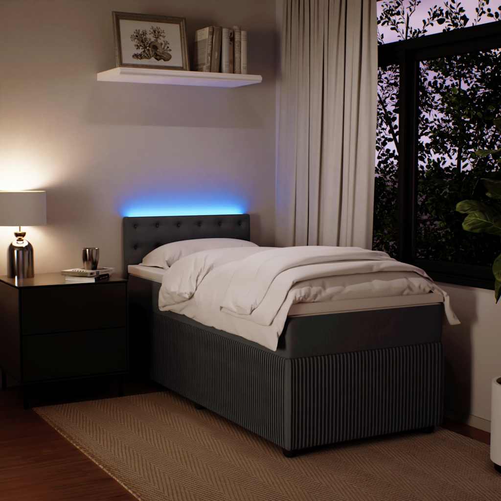 Giroletto a Molle con Materasso Grigio Scuro 90x190 cm Velluto - homemem39