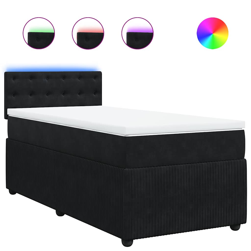 Giroletto a Molle con Materasso Nero 90x190 cm in Velluto