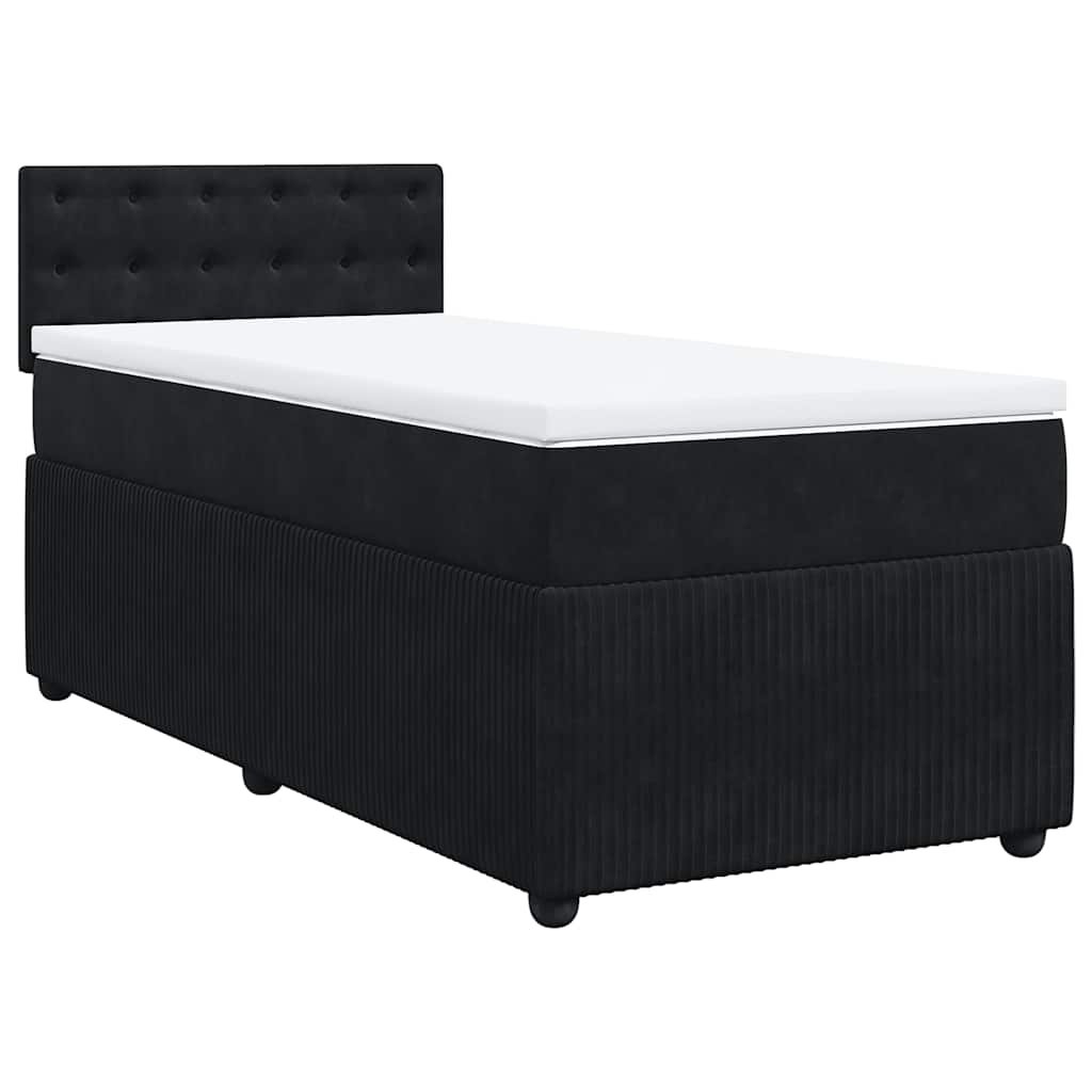 Giroletto a Molle con Materasso Nero 90x190 cm in Velluto