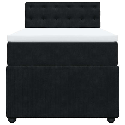 Giroletto a Molle con Materasso Nero 90x190 cm in Velluto
