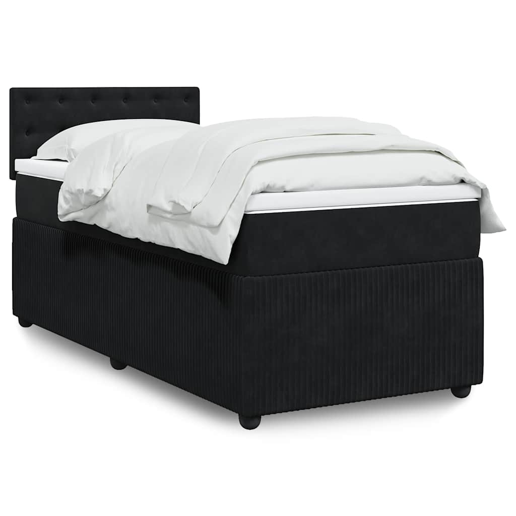 Giroletto a Molle con Materasso Nero 90x190 cm in Velluto
