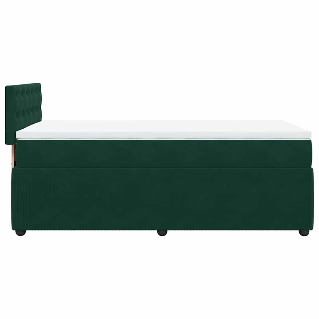 Giroletto a Molle con Materasso Verde Scuro 90x190 cm Velluto