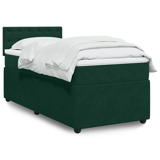 Giroletto a Molle con Materasso Verde Scuro 90x190 cm Velluto | homemem39