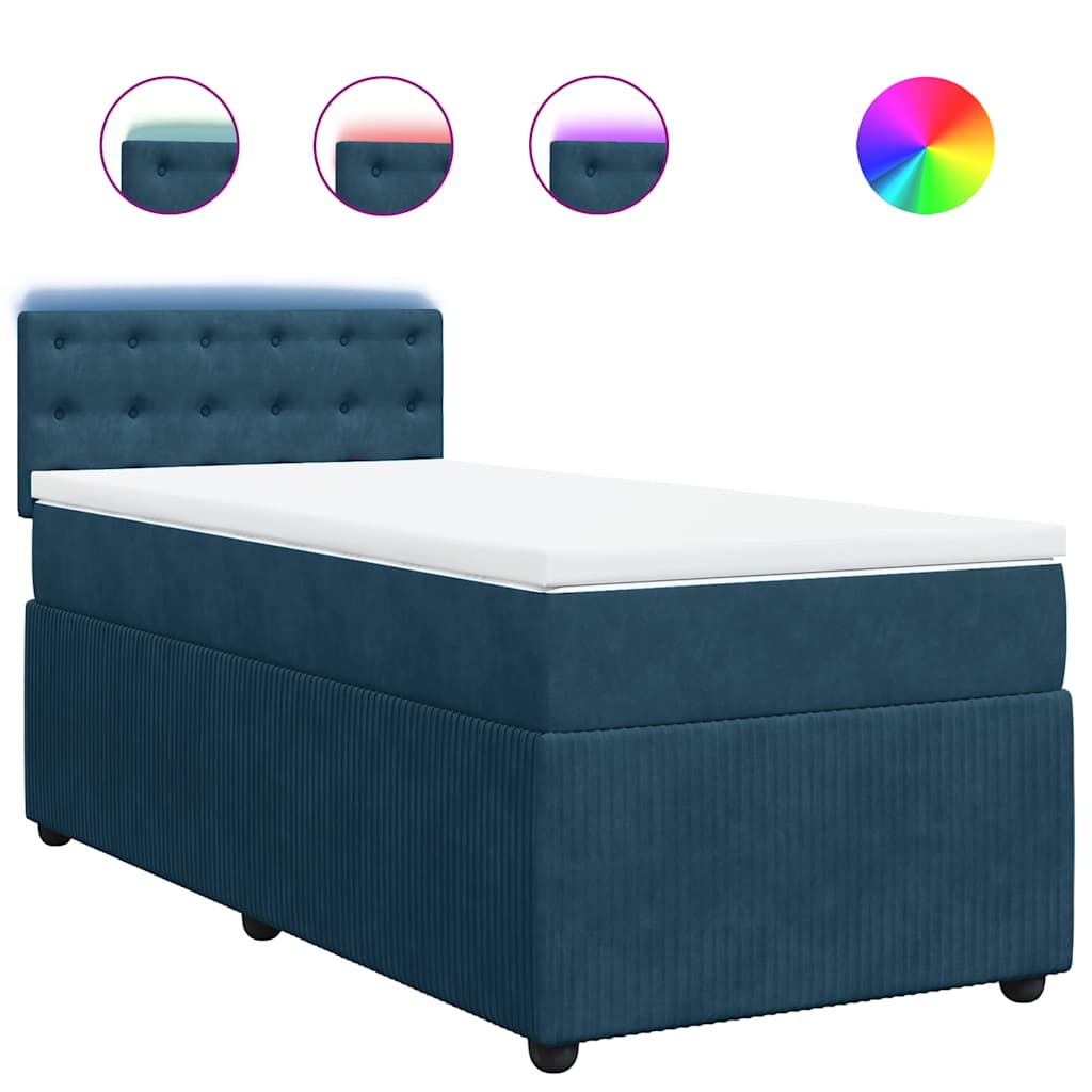 Giroletto a Molle con Materasso Blu 90x190 cm in Velluto | homemem39