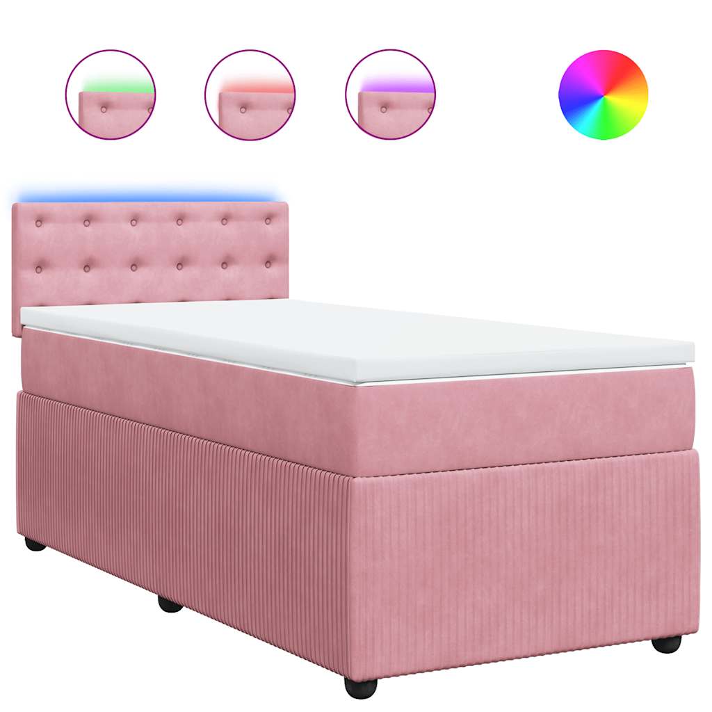 Giroletto a Molle con Materasso Rosa 90x190 cm in Velluto
