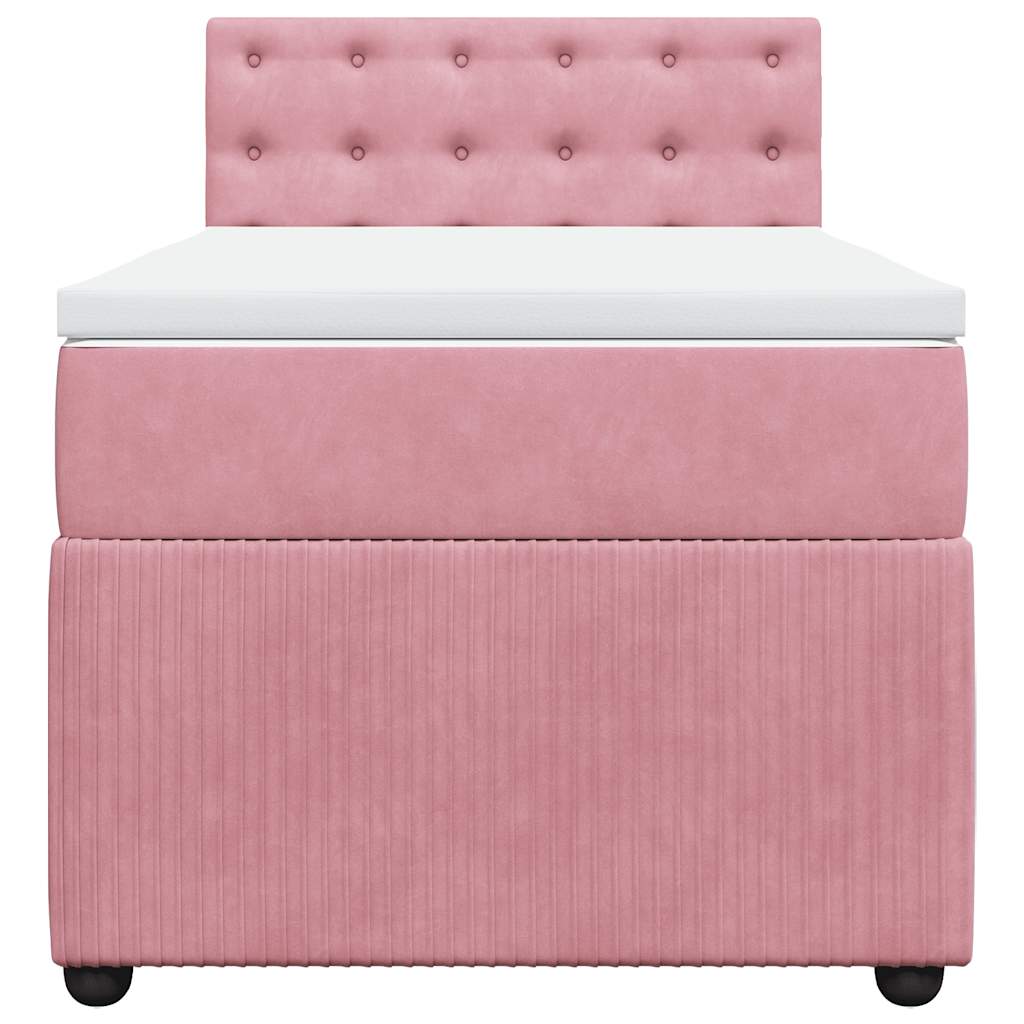 Giroletto a Molle con Materasso Rosa 90x190 cm in Velluto