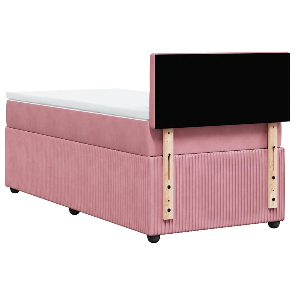 Giroletto a Molle con Materasso Rosa 90x190 cm in Velluto