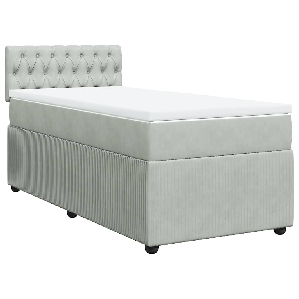 Giroletto a Molle con Materasso Grigio Chiaro 90x190 cm Velluto