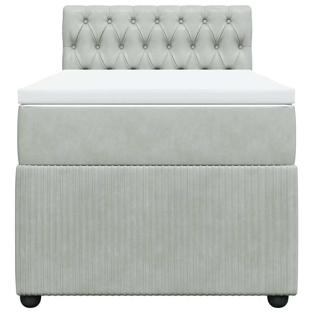 Giroletto a Molle con Materasso Grigio Chiaro 90x190 cm Velluto