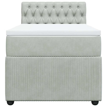 Giroletto a Molle con Materasso Grigio Chiaro 90x190 cm Velluto