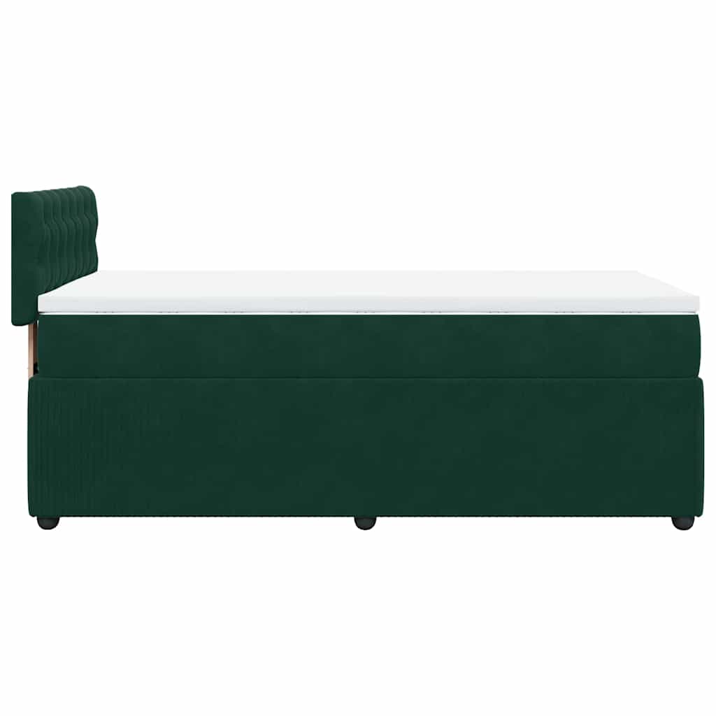 Giroletto a Molle con Materasso Verde Scuro 90x190 cm Velluto