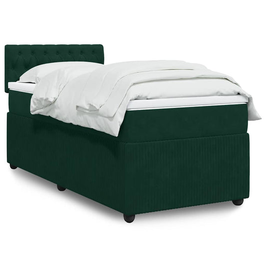 Giroletto a Molle con Materasso Verde Scuro 90x190 cm Velluto | homemem39