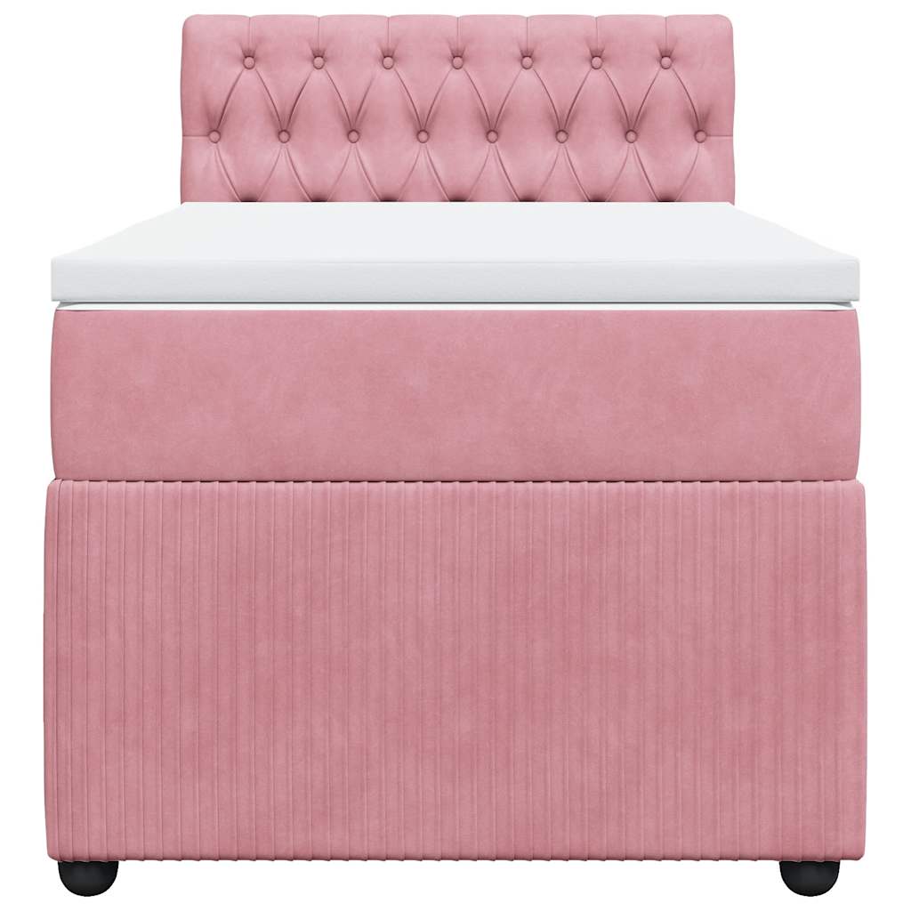 Giroletto a Molle con Materasso Rosa 90x190 cm in Velluto