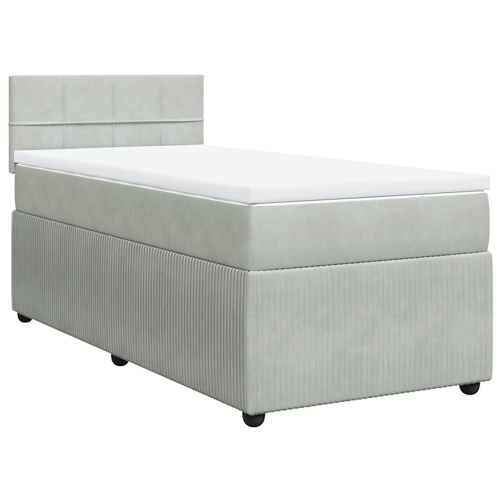 Giroletto a Molle con Materasso Grigio Chiaro 90x190 cm Velluto