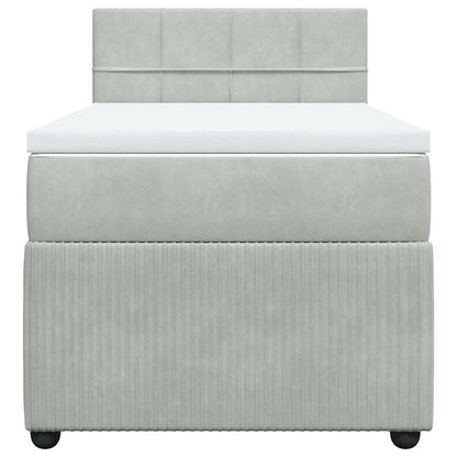 Giroletto a Molle con Materasso Grigio Chiaro 90x190 cm Velluto