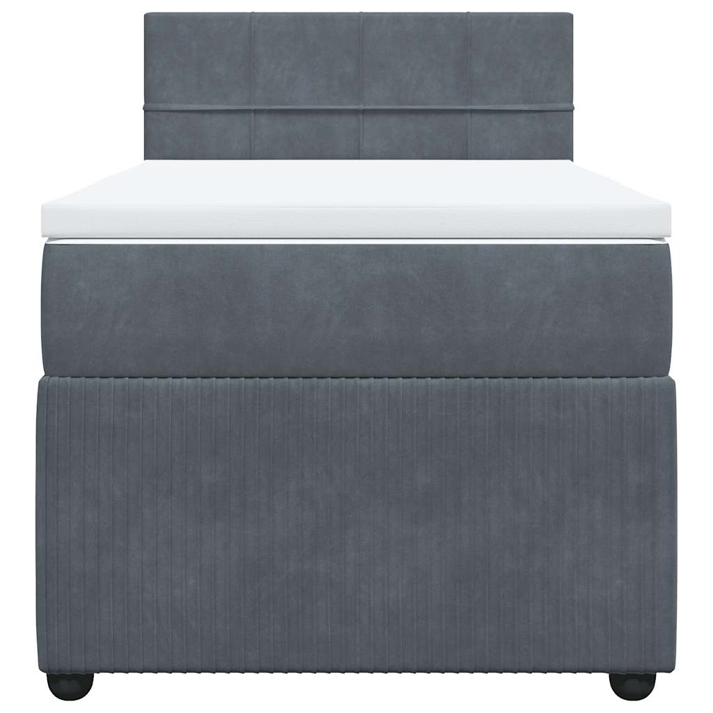 Giroletto a Molle con Materasso Grigio Scuro 90x190 cm Velluto