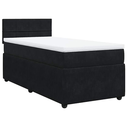 Giroletto a Molle con Materasso Nero 90x190 cm in Velluto