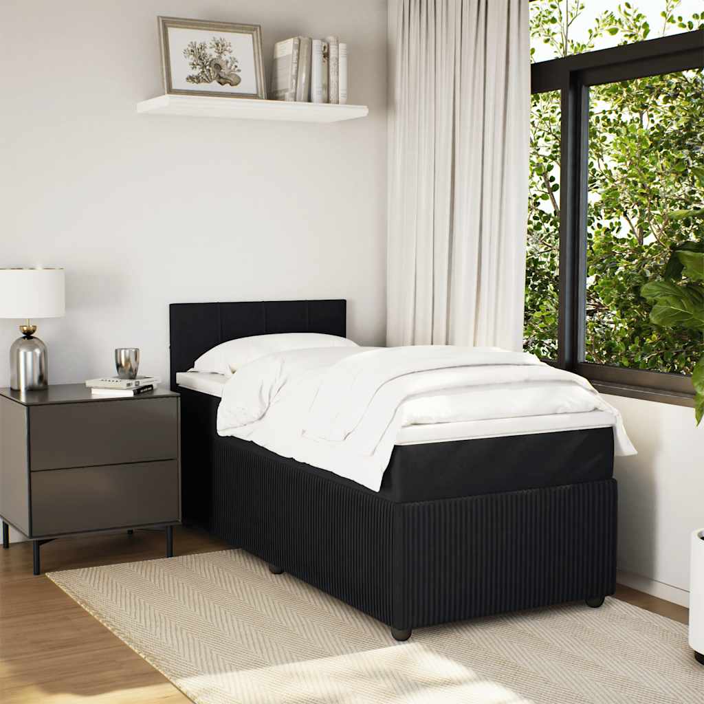 Giroletto a Molle con Materasso Nero 90x190 cm in Velluto