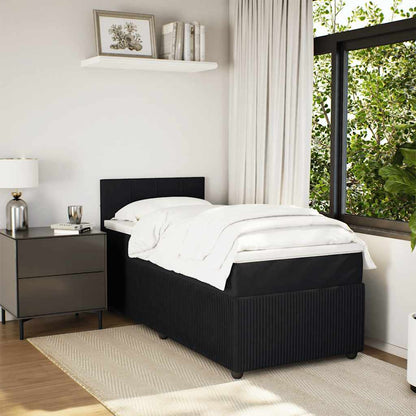 Giroletto a Molle con Materasso Nero 90x190 cm in Velluto