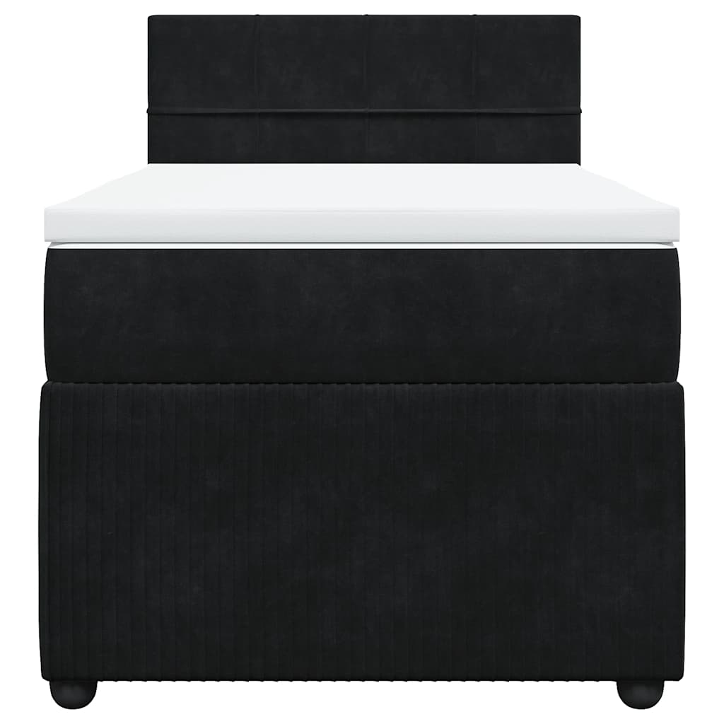 Giroletto a Molle con Materasso Nero 90x190 cm in Velluto