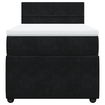 Giroletto a Molle con Materasso Nero 90x190 cm in Velluto