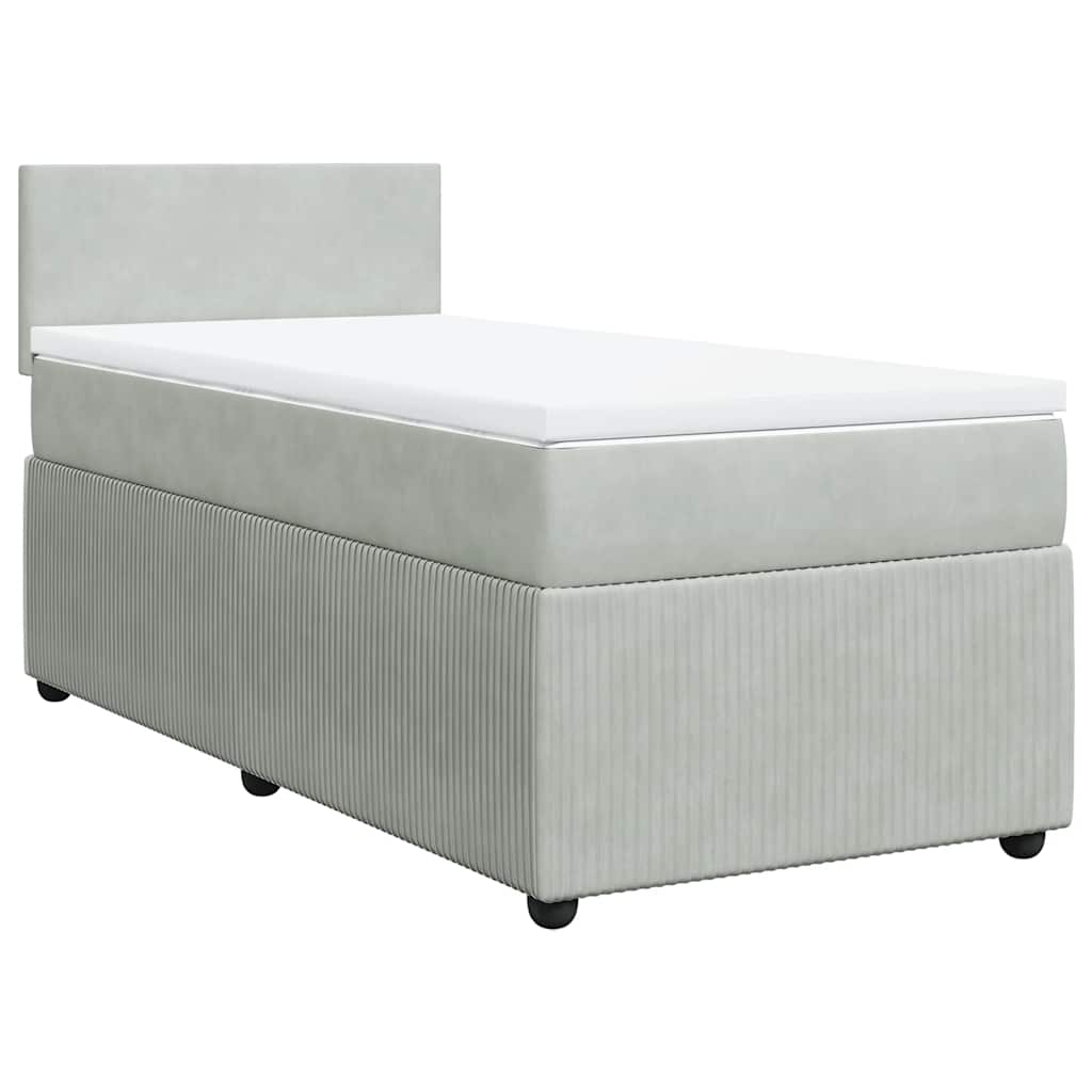 Giroletto a Molle con Materasso Grigio Chiaro 90x200 cm Velluto
