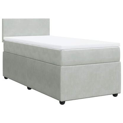 Giroletto a Molle con Materasso Grigio Chiaro 90x200 cm Velluto