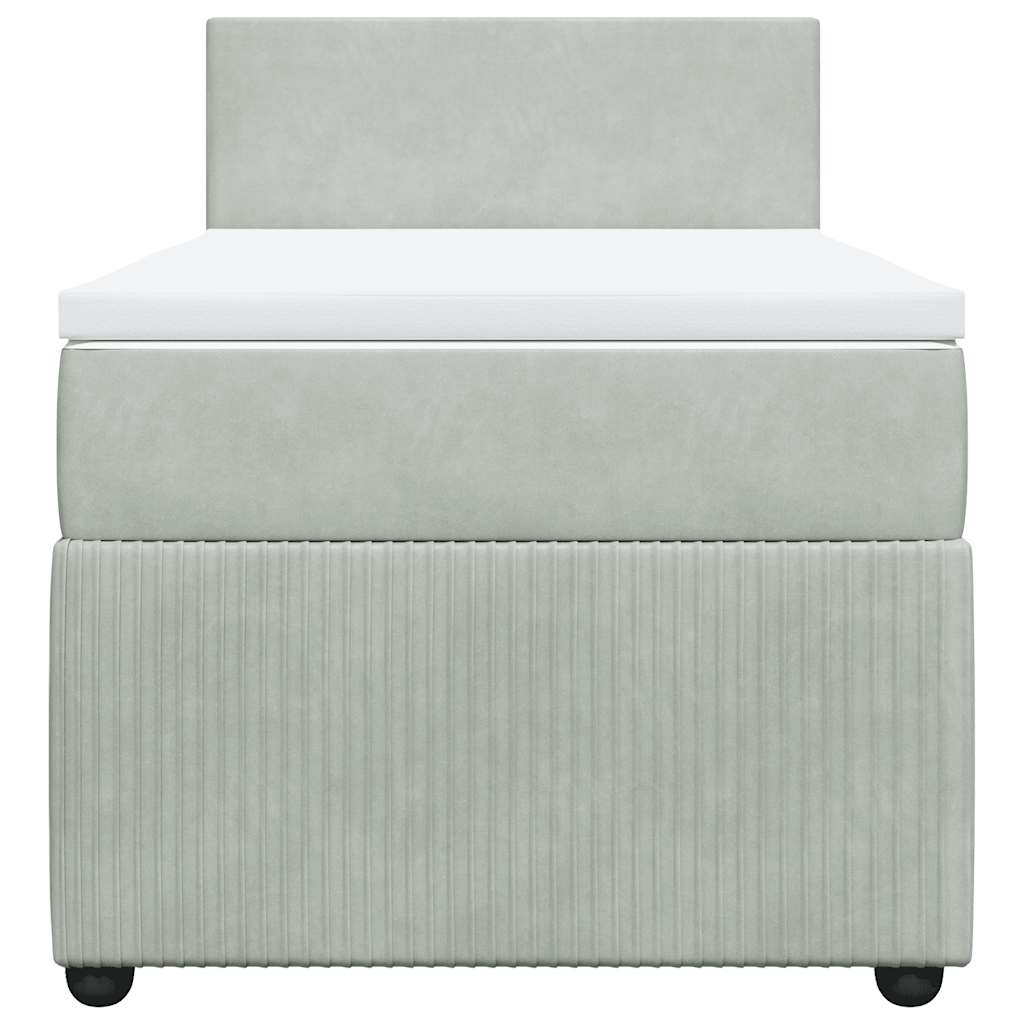 Giroletto a Molle con Materasso Grigio Chiaro 90x200 cm Velluto