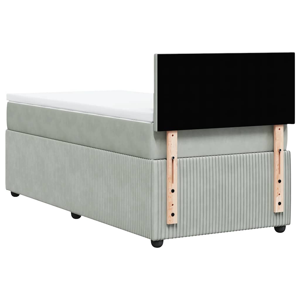 Giroletto a Molle con Materasso Grigio Chiaro 90x200 cm Velluto