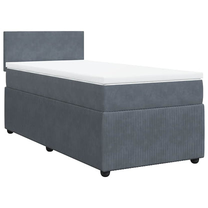 Giroletto a Molle con Materasso Grigio Scuro 90x200 cm Velluto