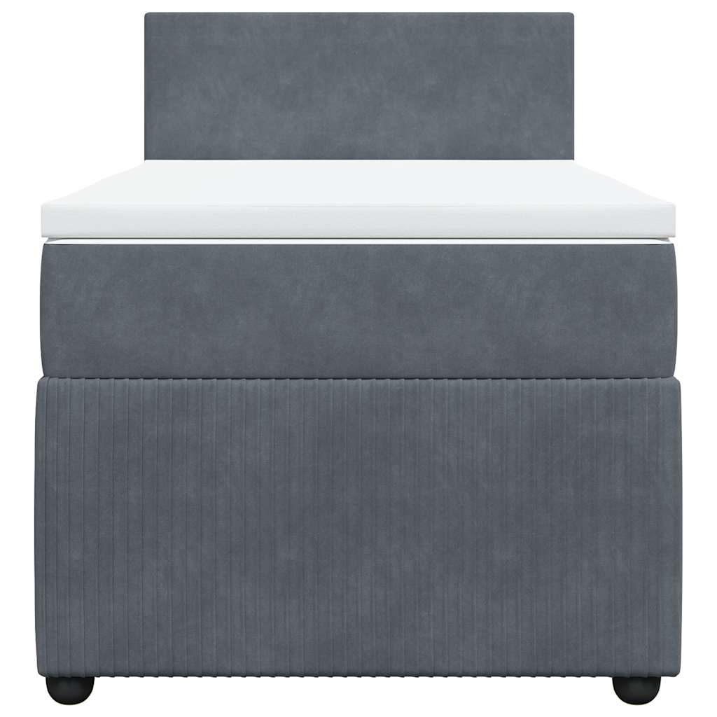 Giroletto a Molle con Materasso Grigio Scuro 90x200 cm Velluto