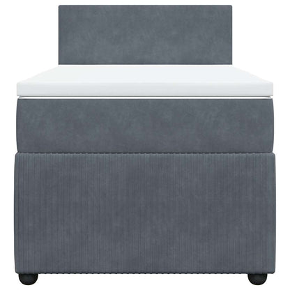 Giroletto a Molle con Materasso Grigio Scuro 90x200 cm Velluto