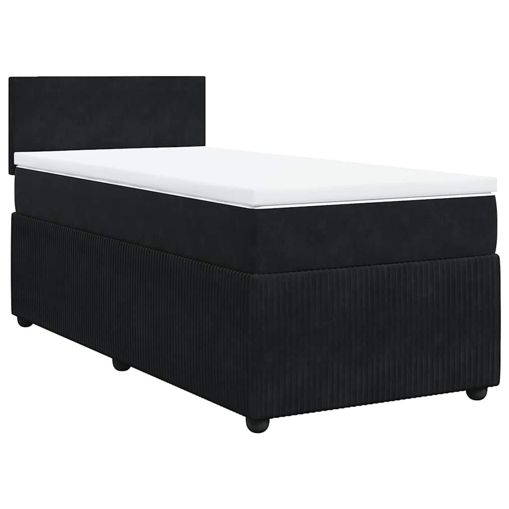 Giroletto a Molle con Materasso Nero 90x200 cm in Velluto