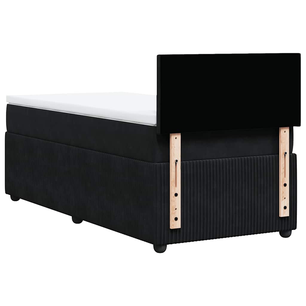 Giroletto a Molle con Materasso Nero 90x200 cm in Velluto