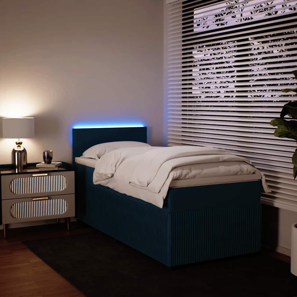 Giroletto a Molle con Materasso Blu 90x200 cm in Velluto | homemem39