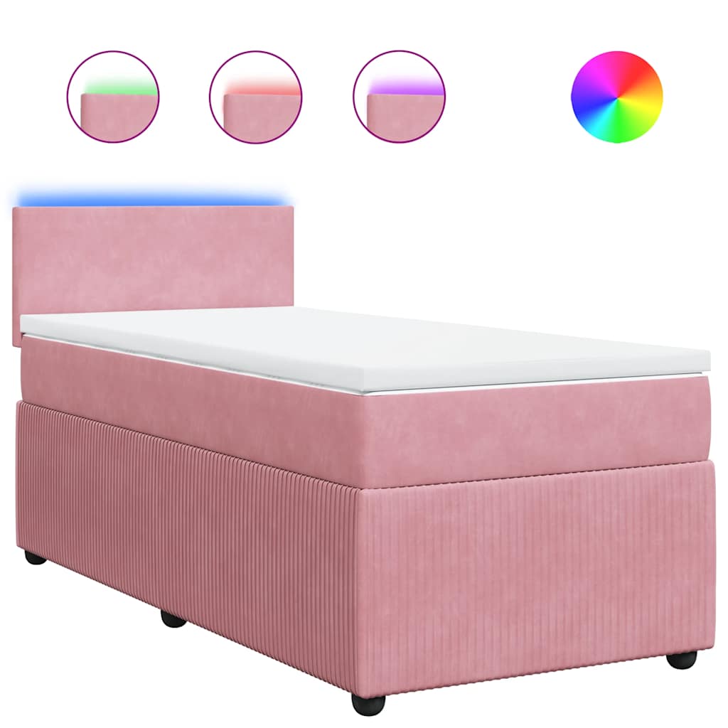 Giroletto a Molle con Materasso Rosa 90x200 cm in Velluto | homemem39