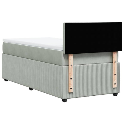 Giroletto a Molle con Materasso Grigio Chiaro 90x200 cm Velluto