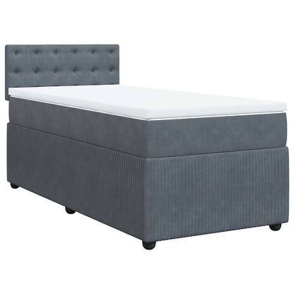 Giroletto a Molle con Materasso Grigio Scuro 90x200 cm Velluto