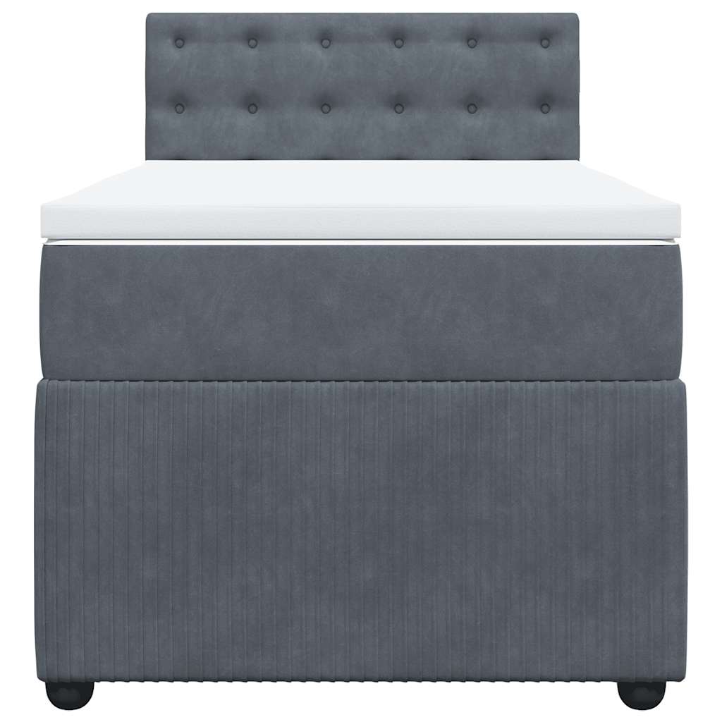 Giroletto a Molle con Materasso Grigio Scuro 90x200 cm Velluto