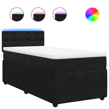 Giroletto a Molle con Materasso Nero 90x200 cm in Velluto