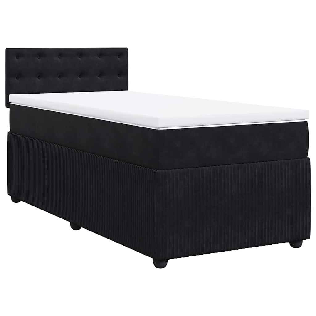 Giroletto a Molle con Materasso Nero 90x200 cm in Velluto